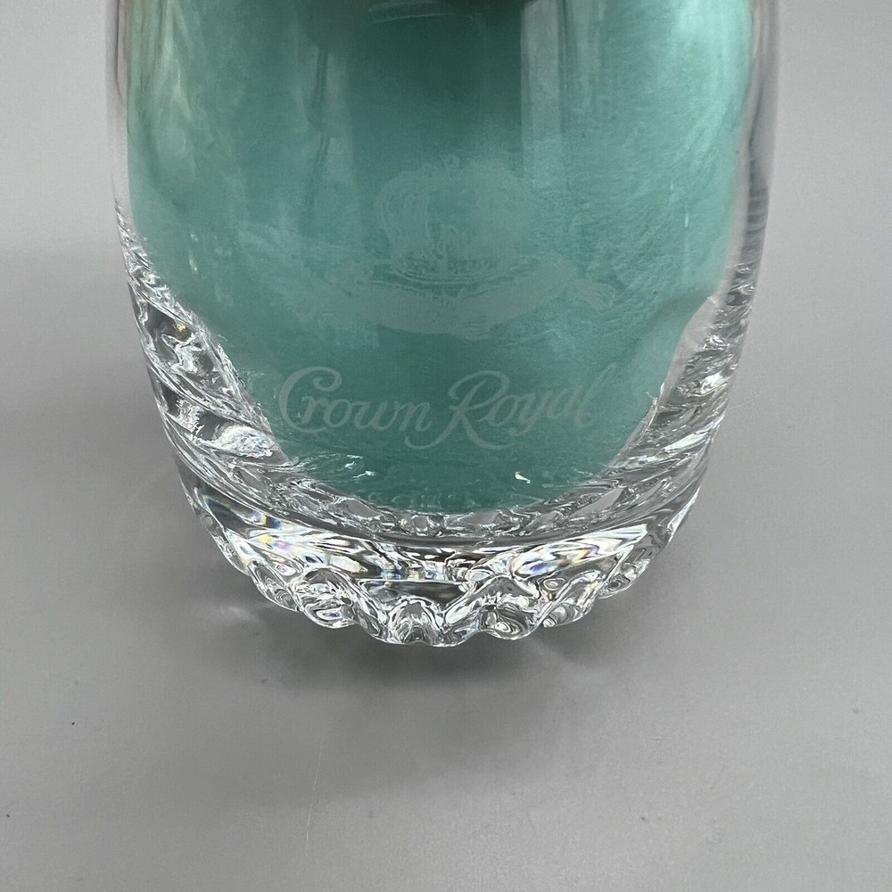 Crown Royal Round Lowball Tumbler Rocks Whiskey Glass Handblown Made In Italy